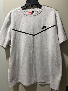Nike Light Gray Short Sleeve Crew with Black Chevron